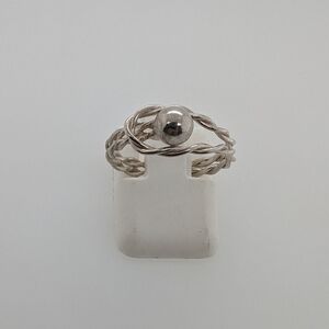 Sterling Silver Double Twisted Wire Ring w/ Looped 5mm Bead